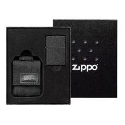 Zippo Tactical Black Pouch And Black Crackle Windproof 49402-000002, Feuerzeug-Geschenkset