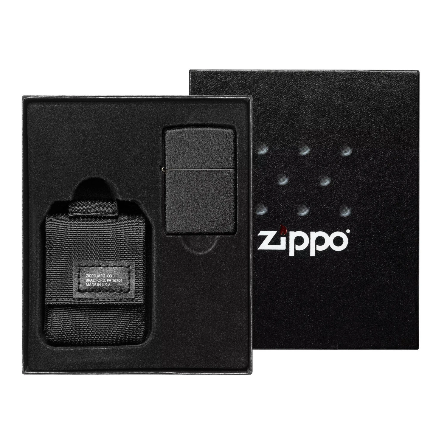 Zippo Tactical Black Pouch And Black Crackle Windproof 49402-000002, Feuerzeug-Geschenkset 3 Zippo Tactical Black Pouch And Black Crackle Windproof 49402-000002, Feuerzeug-Geschenkset
