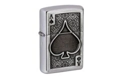 Zippo Ace Of Spades Emblem 49637-000002, Brushed Chrome, Feuerzeug